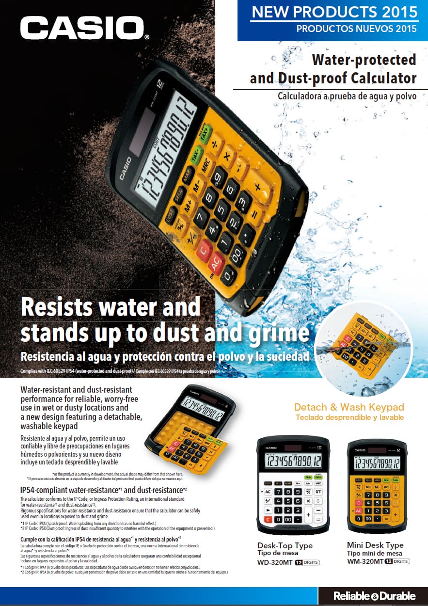 Water-protected and Dust-proof Calculators Catalog
